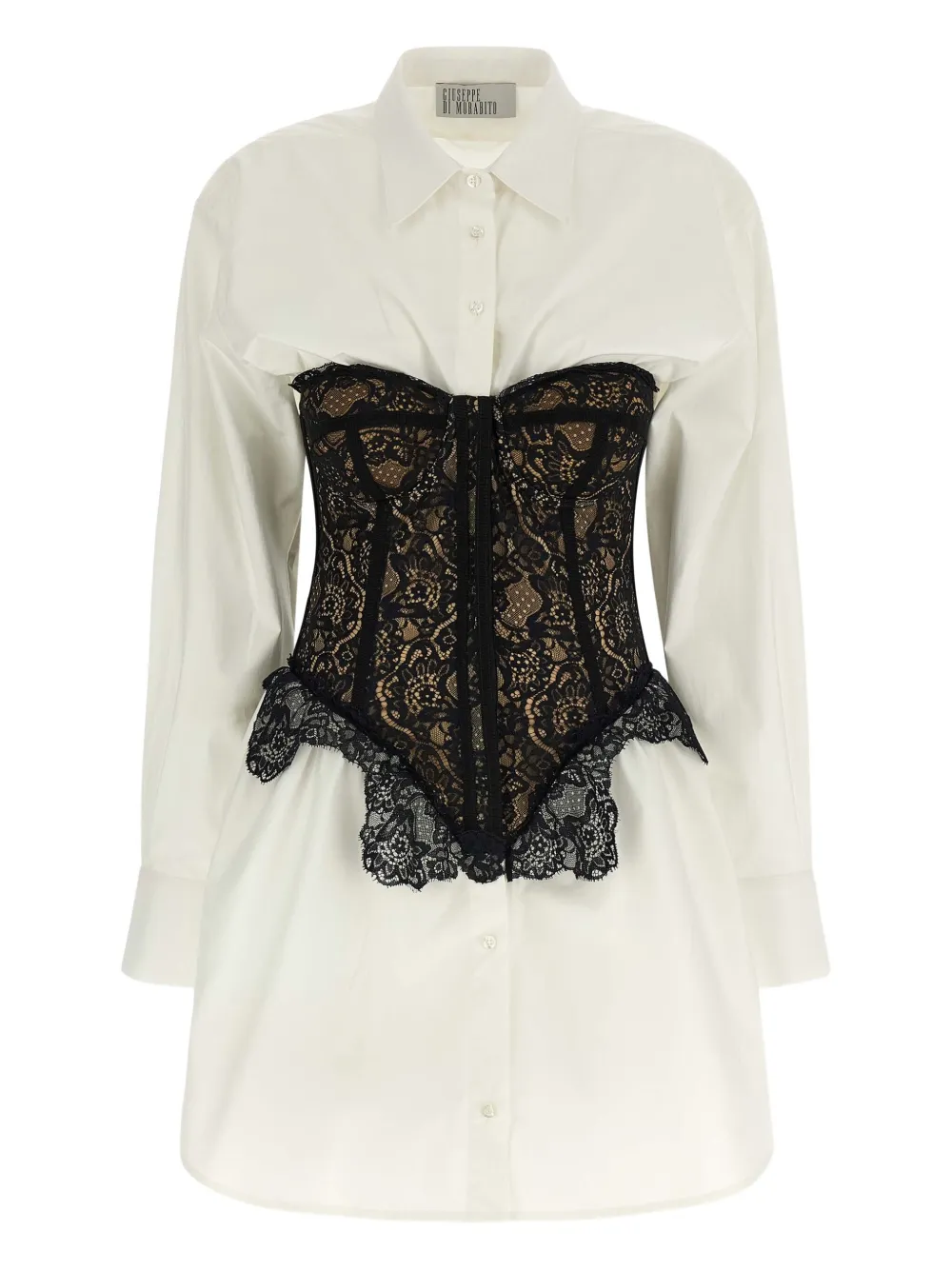 Giuseppe Di Morabito lace-bustier shirt mini dress | White | Image 1