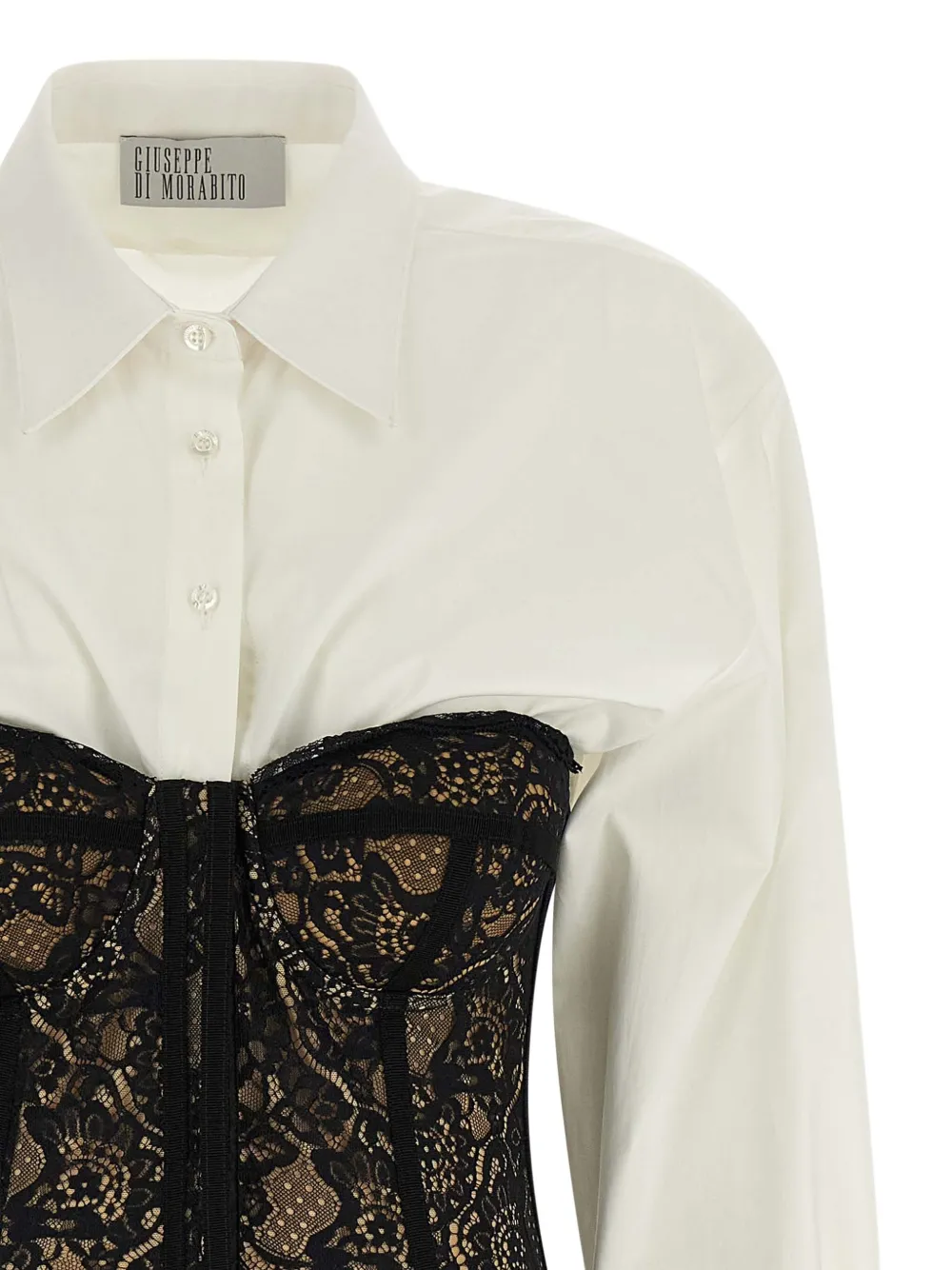 Giuseppe Di Morabito Long Sleeve Corset Style Lace Dress In Neutral