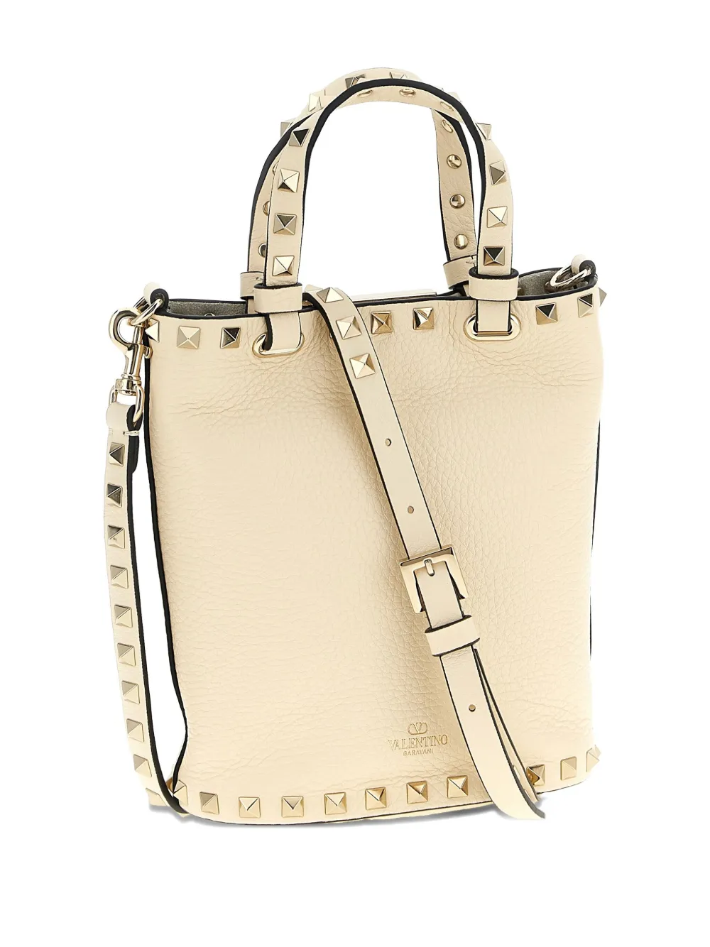Valentino Garavani Rockstud leather mini tote bag - Wit