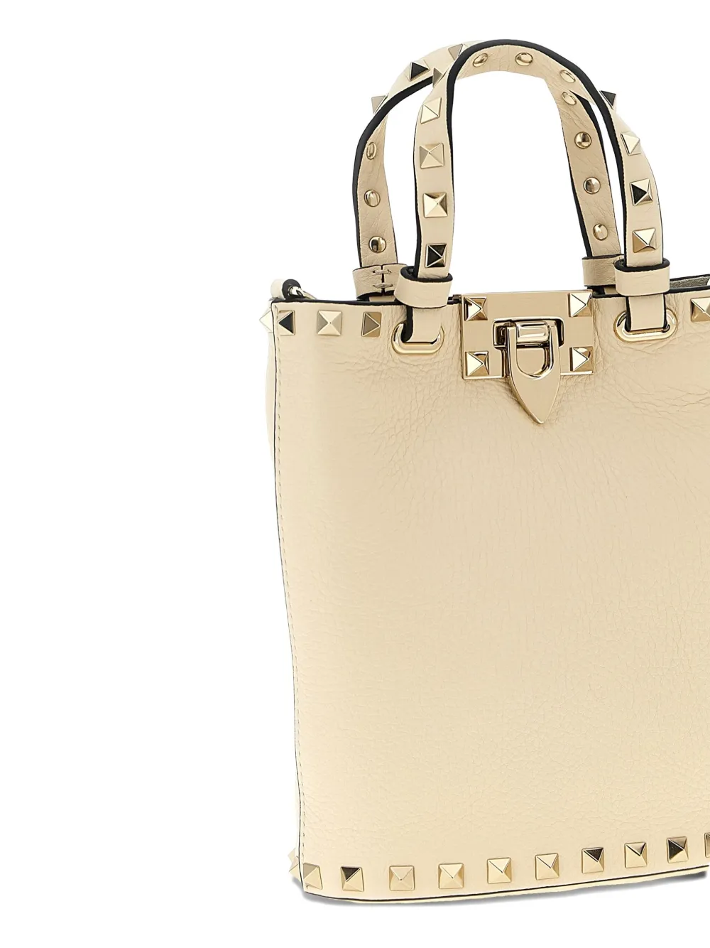 Valentino Rockstud Textured Leather Clutch Bag In White