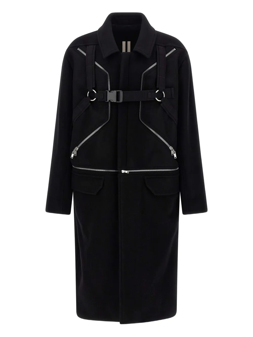 Rick Owens Blixa Jumbo Mac harness-detail zipped coat | Black | Image 1