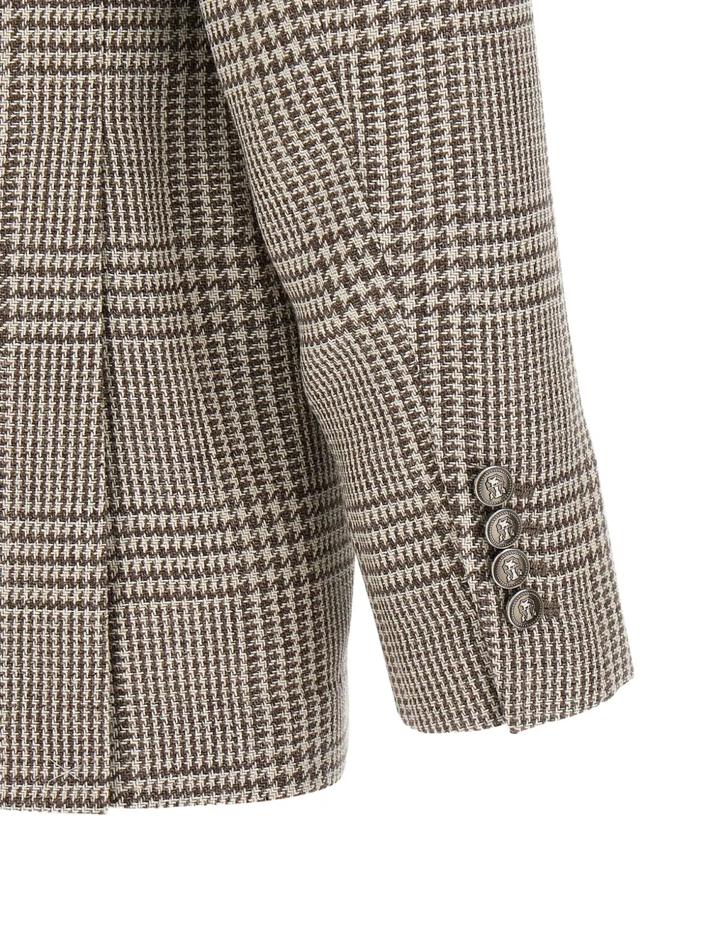 Brunello Cucinelli Houndstooth Check Single-breasted Blazer In Brown
