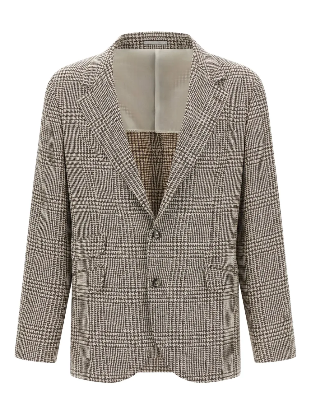 Brunello Cucinelli houndstooth check single-breasted blazer | Grey | Image 1
