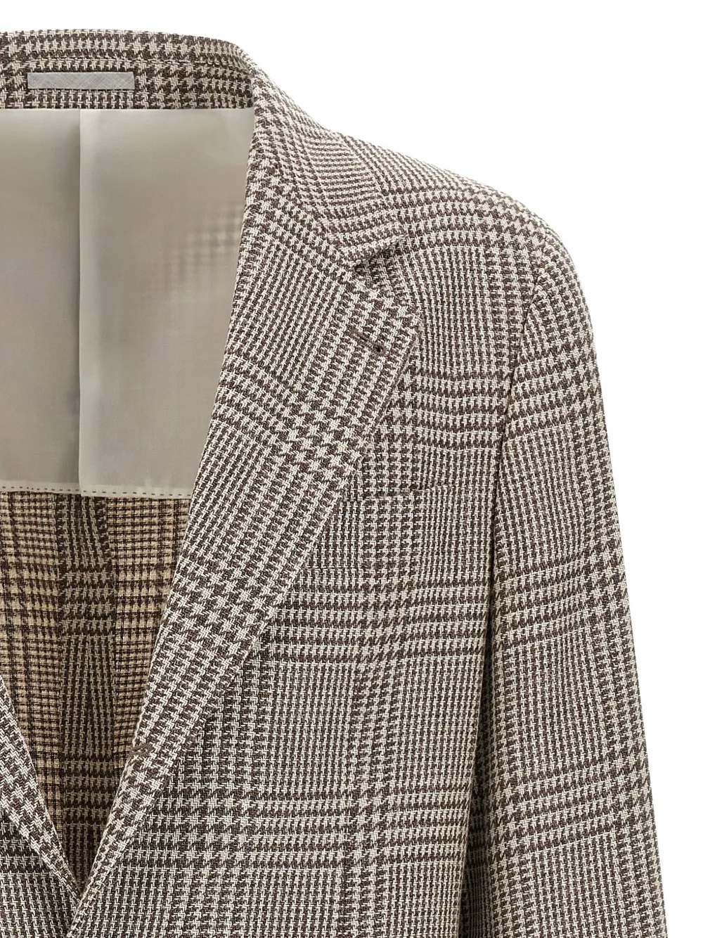 Brunello Cucinelli Houndstooth Check Single-breasted Blazer In Brown