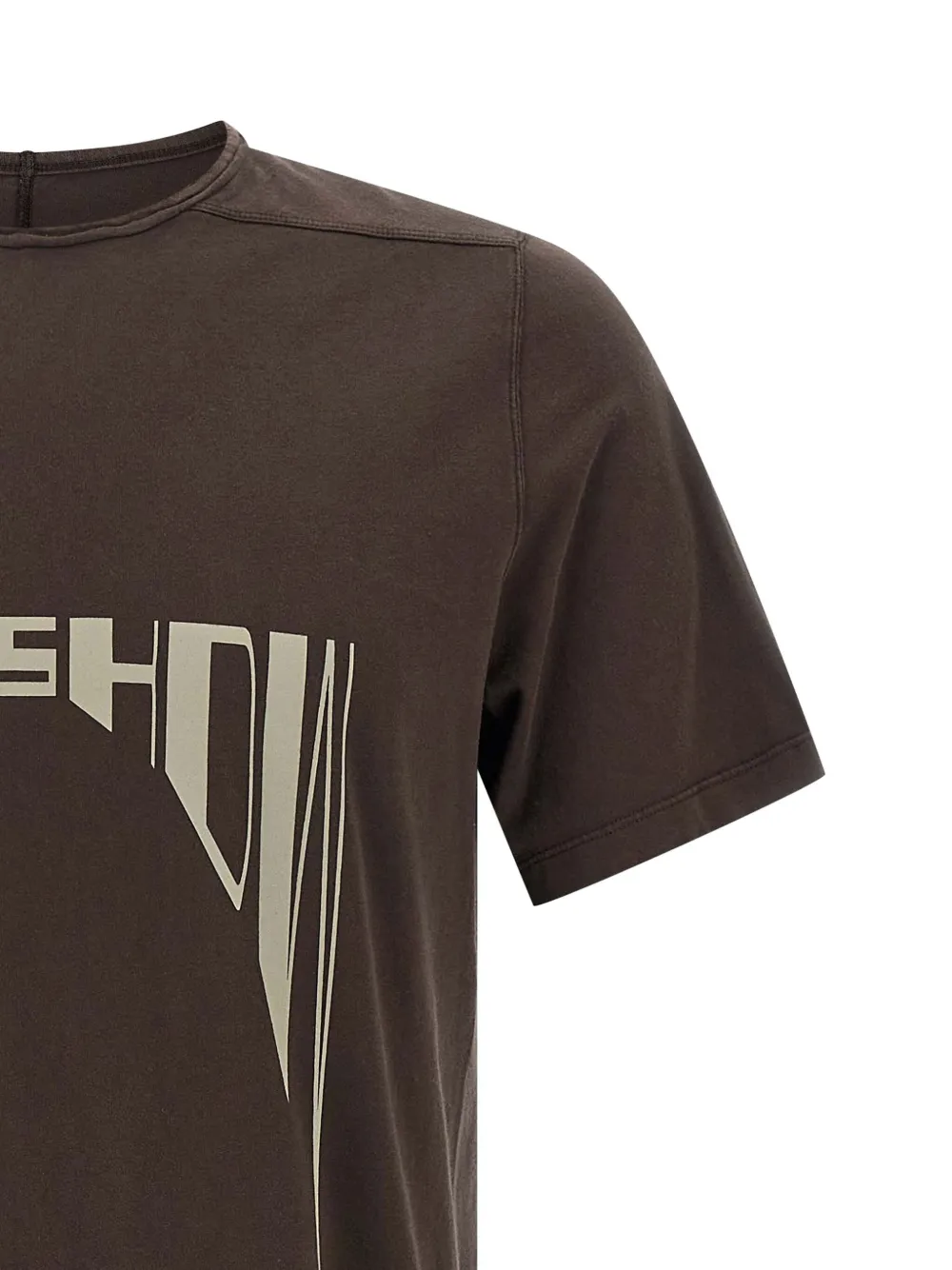 Rick Owens Drkshdw Asymmetrical Hem Graphic Print T-shirt In Brown
