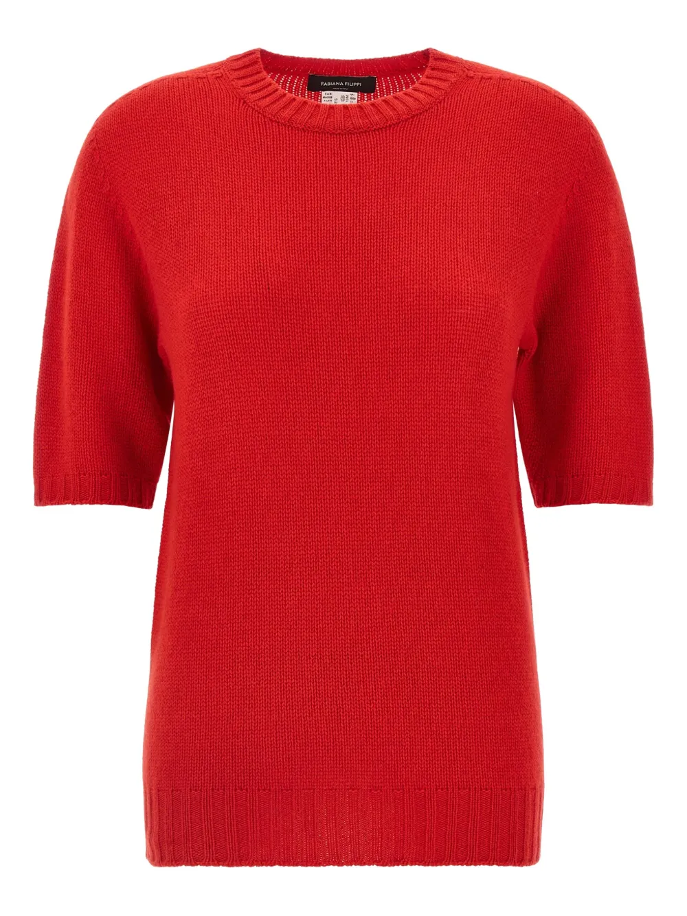 Fabiana Filippi crew-neck short-sleeve cashmere sweater | Red | Image 1