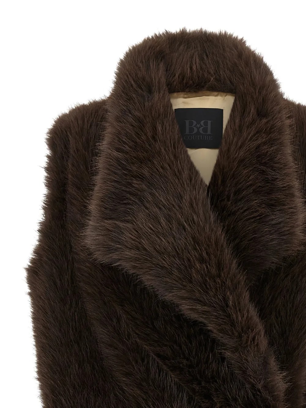B&b Couture Collared Sleeveless Coat In Brown