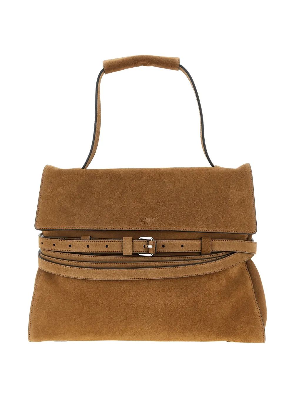 Moschino medium Tie Me belt-detail suede shoulder bag | Brown | Image 1