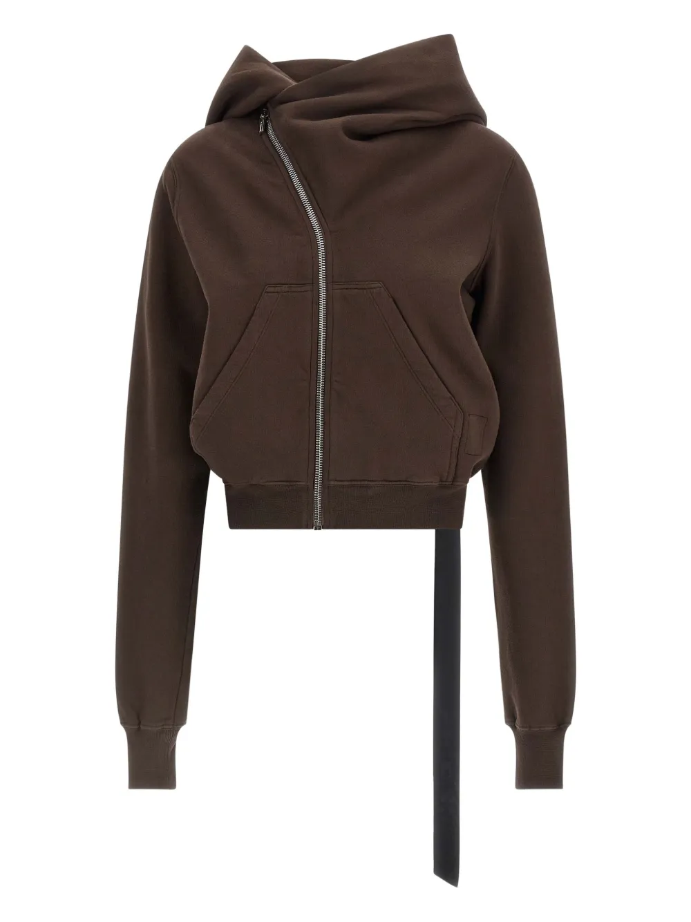 Rick Owens DRKSHDW Mountain asymmetric zip high-neck hoodie | Brown | Image 1