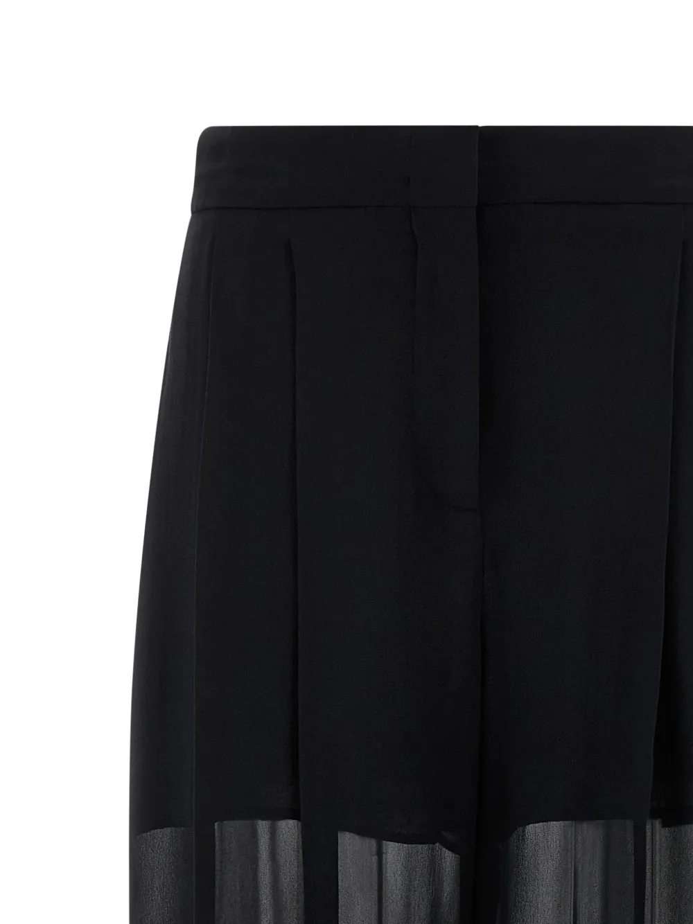 Alberta Ferretti Wide Leg Silk Trousers With Sheer Panels In Black