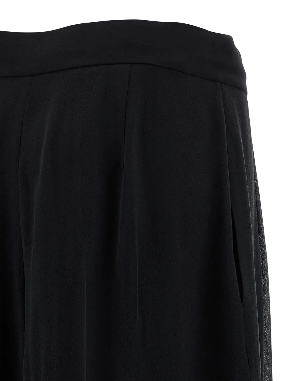 Alberta Ferretti Wide Leg Silk Trousers With Sheer Panels In Black