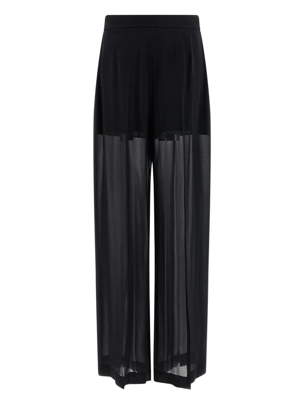 Alberta Ferretti Wide Leg Silk Trousers With Sheer Panels In Black