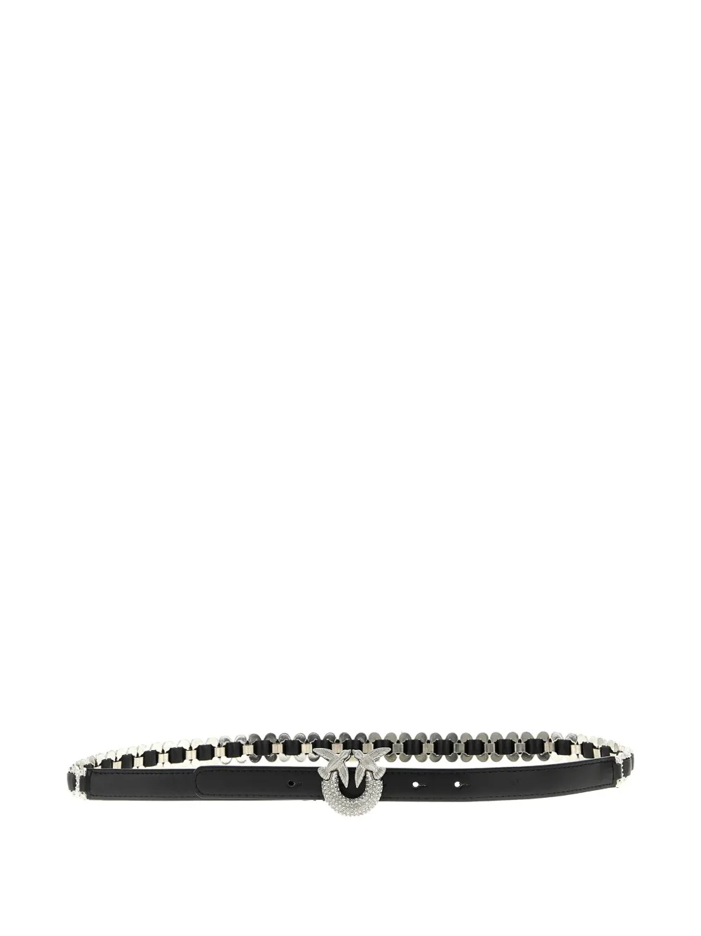 PINKO Love Birds rhinestone-embellished leather belt - Nero