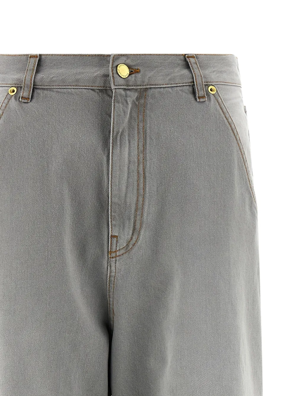 Darkpark Frayed Hem Contrast Detail Trousers In Gray