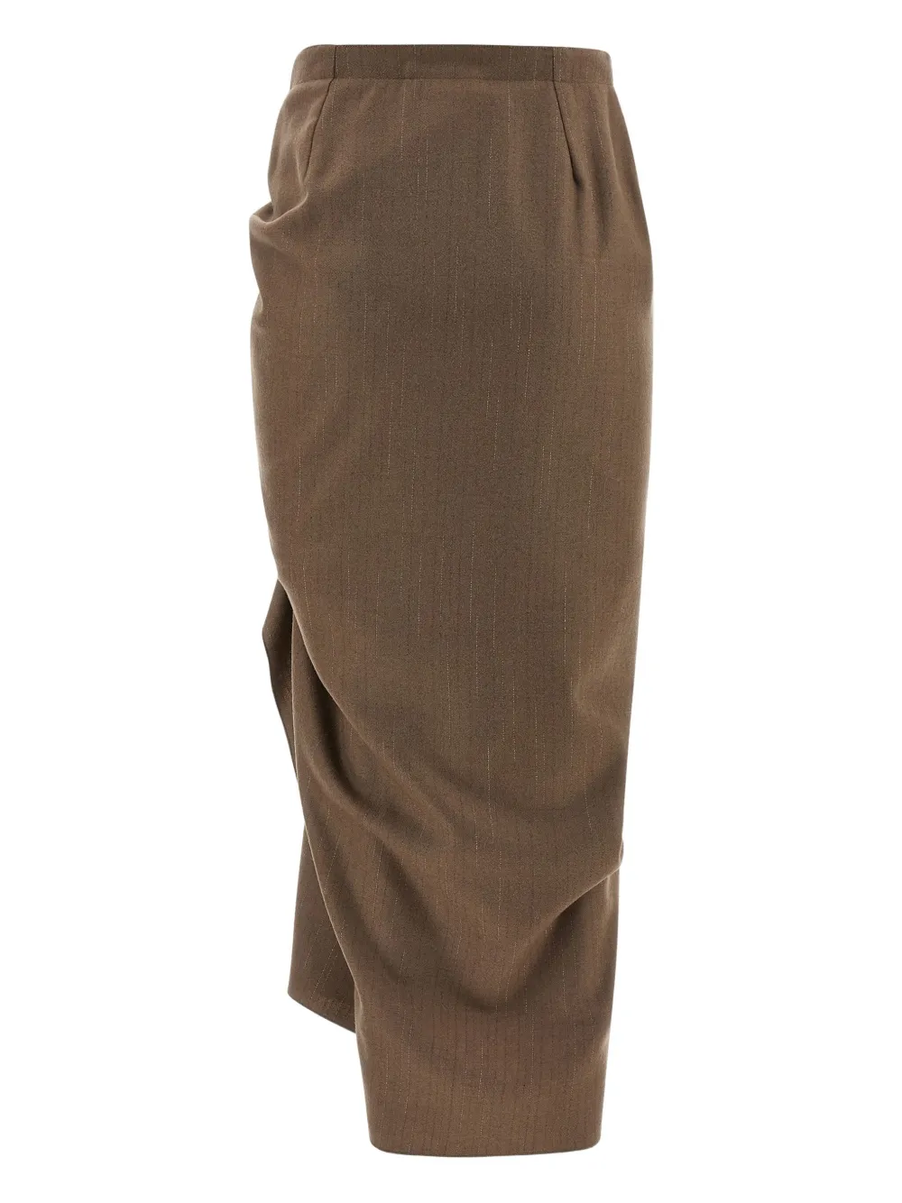 Fabiana Filippi pinstripe-ruffle midi skirt - Bruin