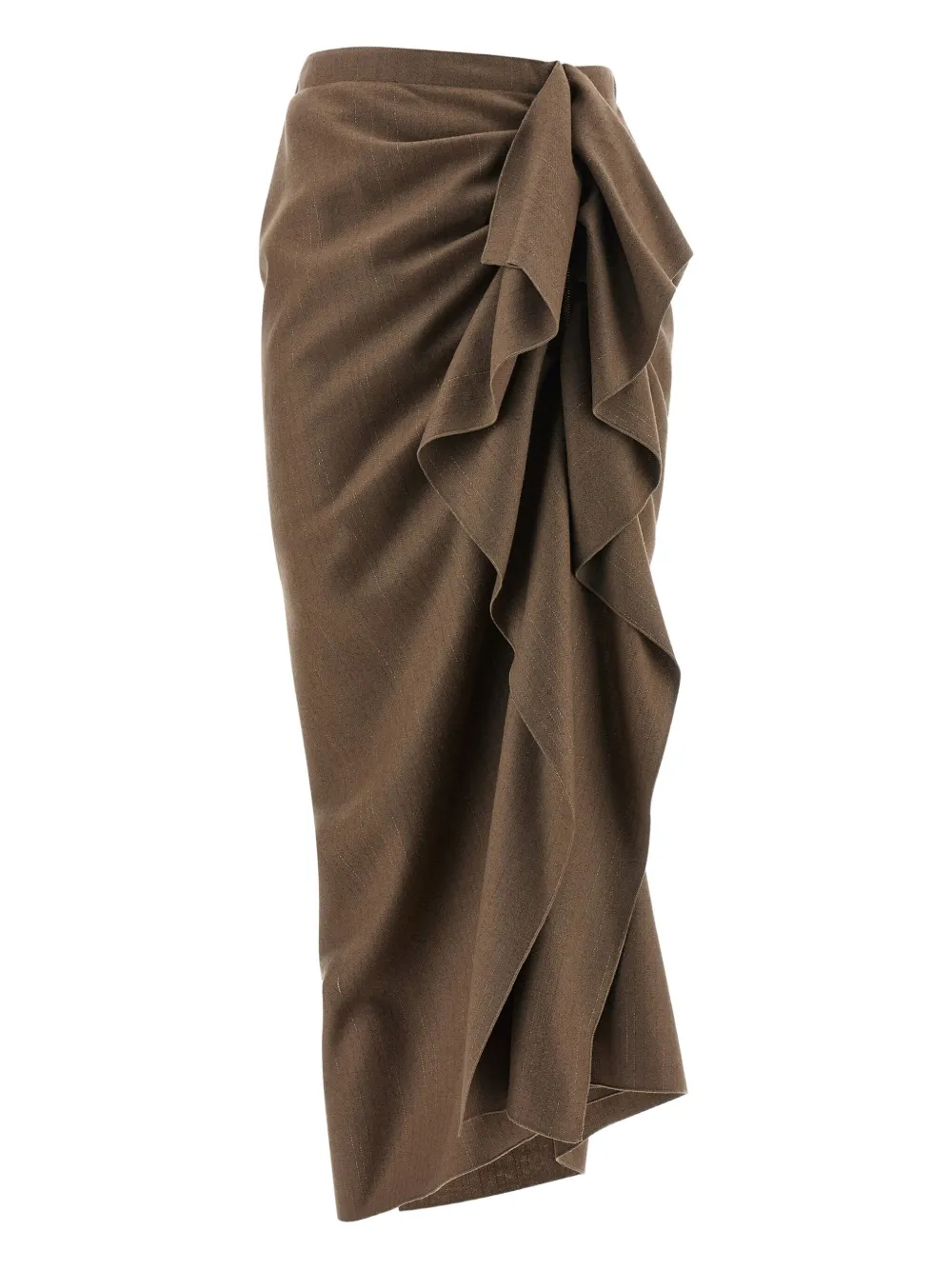 Fabiana Filippi pinstripe-ruffle midi skirt | Brown | Image 1