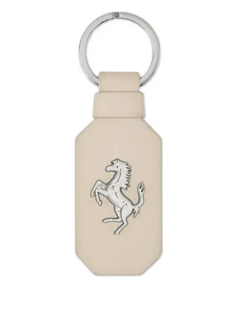 Ferrari logo-plaque leather keyring