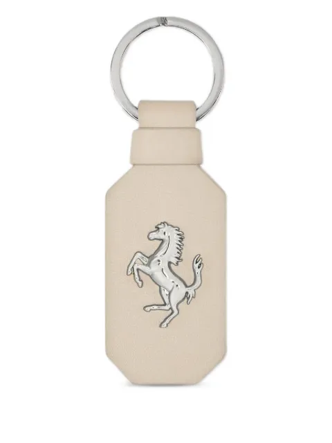 Ferrari logo-plaque leather keyring