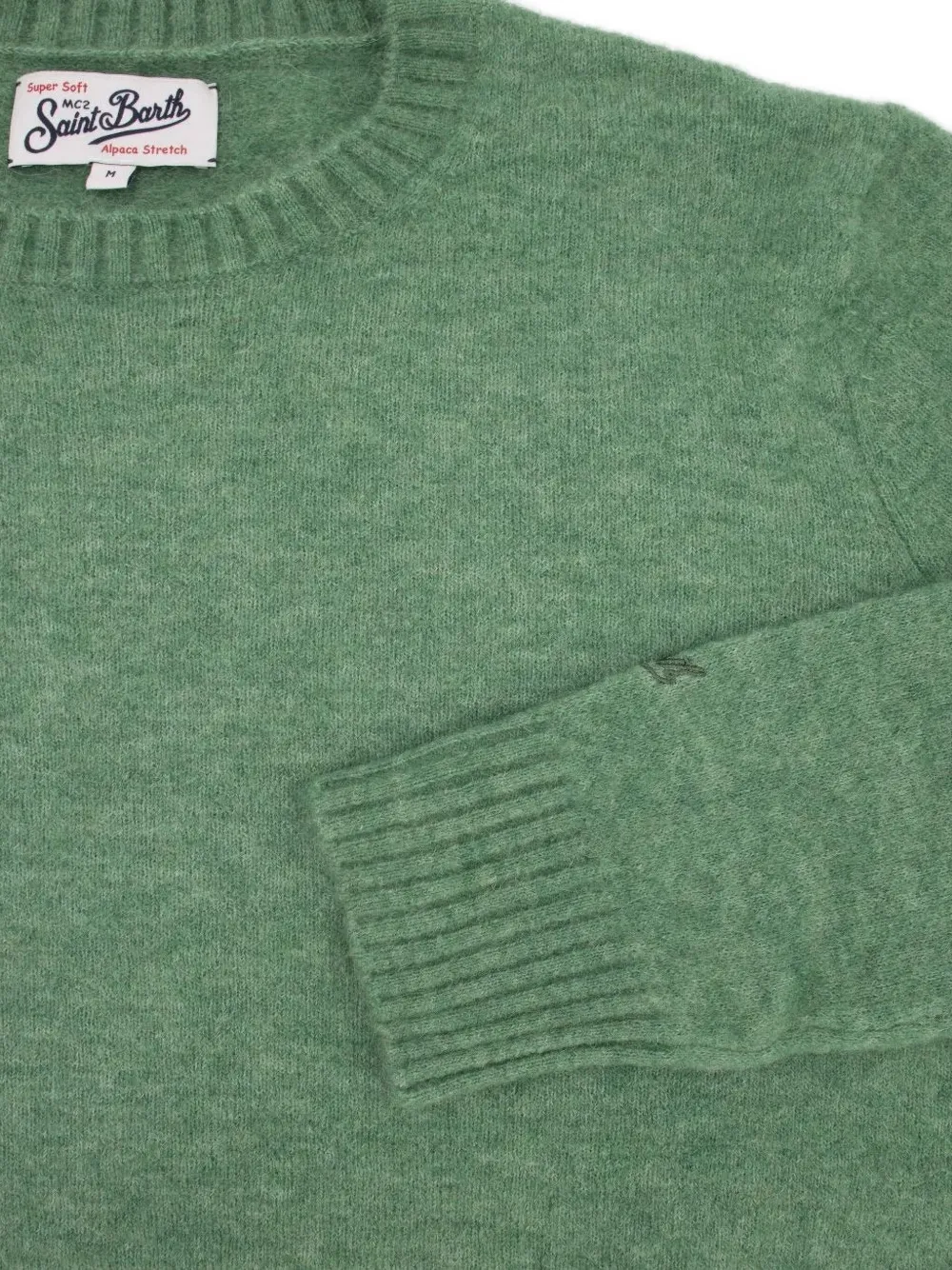 Mc2 Saint Barth Ribbed Crew Neck Long Sleeve Sweater In Green