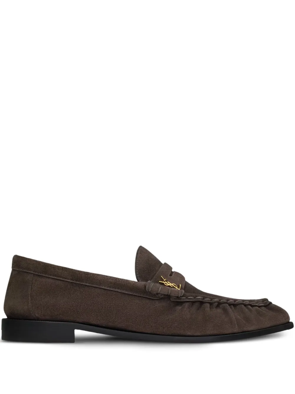 Saint Laurent Le Loafer Embellished Suede Loafers In Brown
