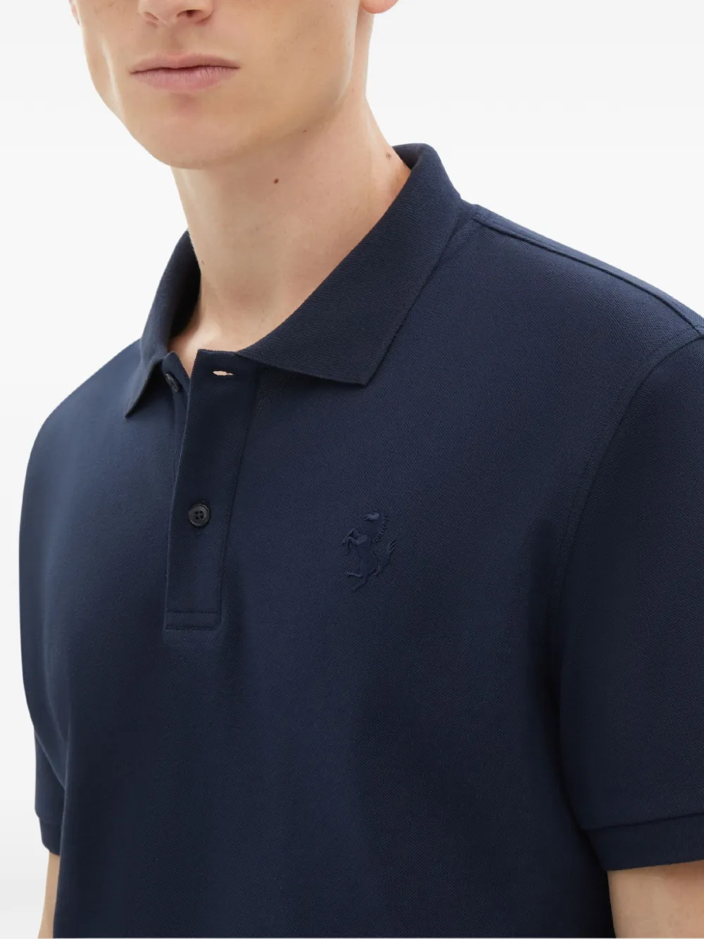 Ferrari Piquet Texture Short Sleeve Polo Shirt In Blue