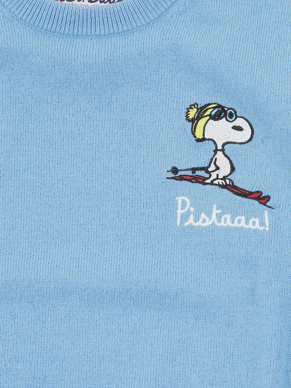 Mc2 Saint Barth X Peanuts Embroidered Long-sleeved Sweater In Blue