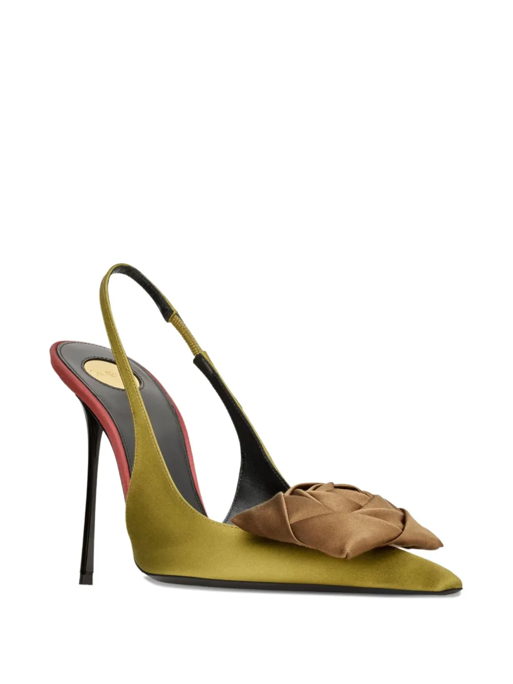 Saint Laurent Satin Embellished Amalia Slingback Pumps 110 In Green
