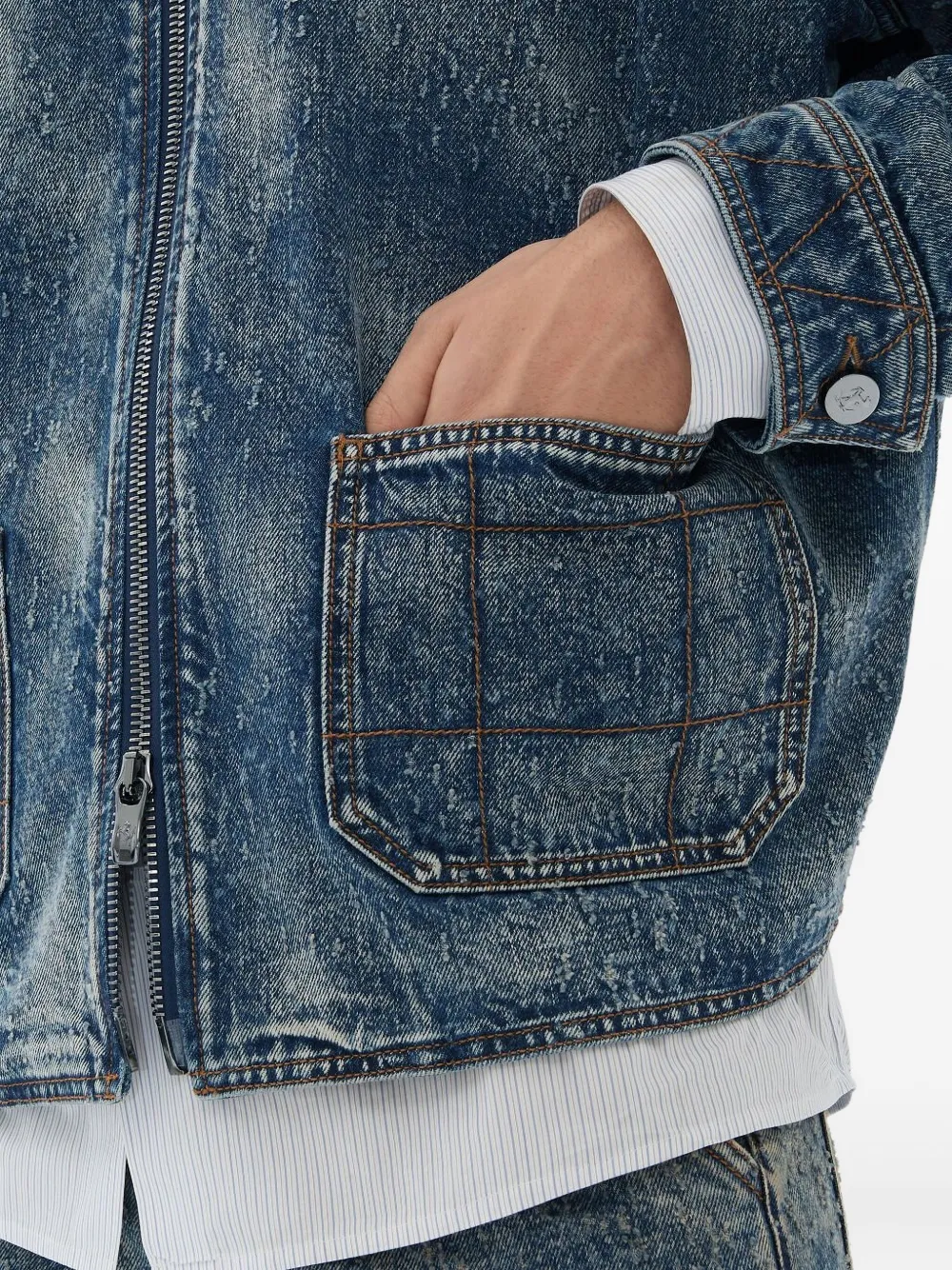 Ferrari Zip-fastening Denim Jacket In Blue