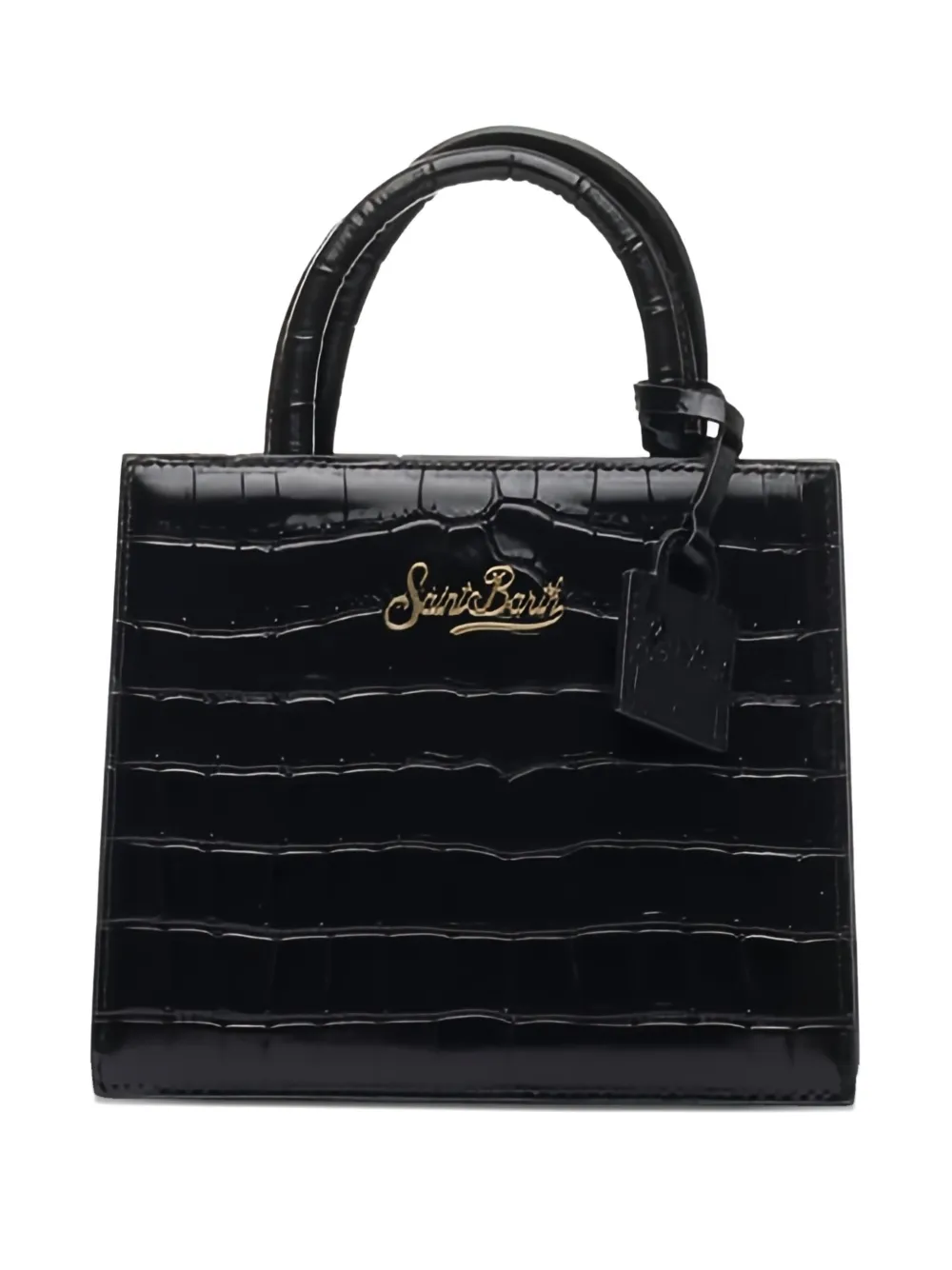 Mc2 Saint Barth Mini Shop Embossed Tote Bag In Black