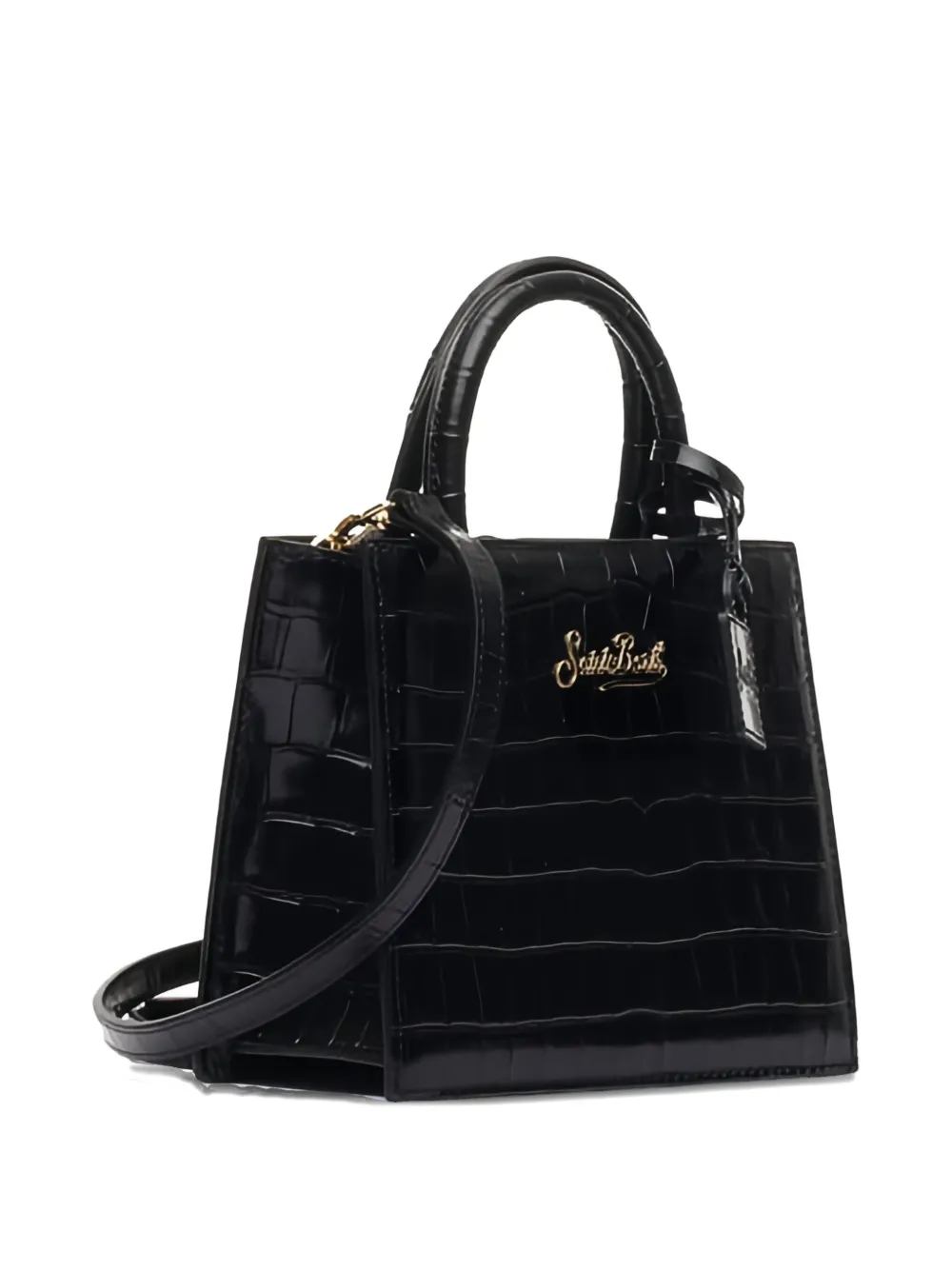 Mc2 Saint Barth Mini Shop Embossed Tote Bag In Black