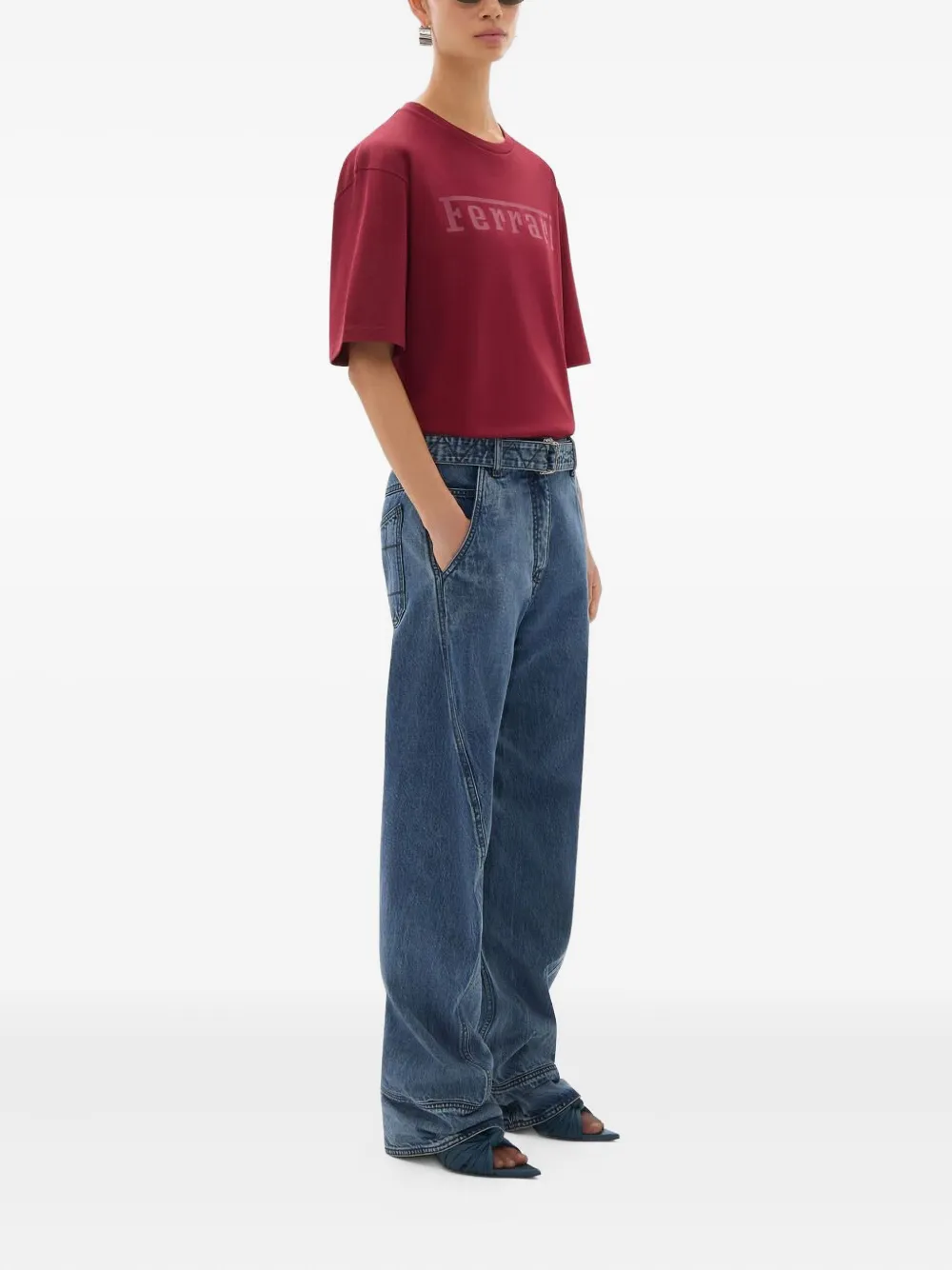 Ferrari T-shirt met logoprint Rood