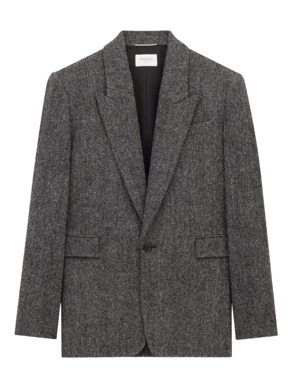 Saint Laurent herringbone-pattern wool blazer | Black | Image 1