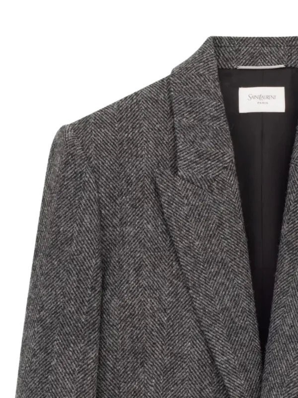 SAINT LAURENT ヘリンボーン テーラードジャケット Saint Laurent ヘリンボーン ジャケット | ブラック | FARFETCH JP