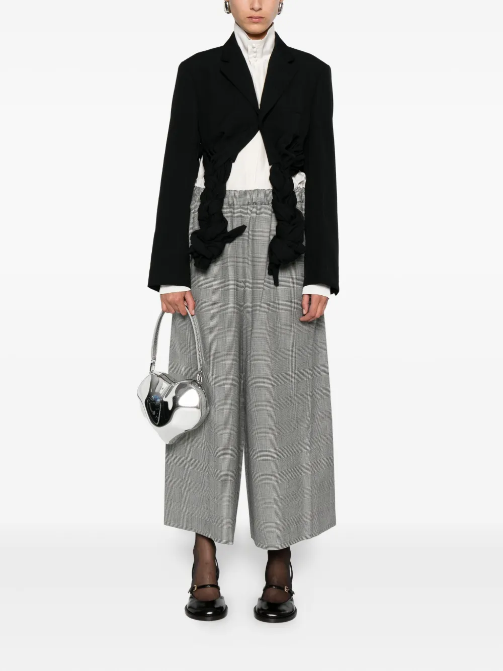 Comme Des Garçons Checked Elastic-waist Pants In Gray