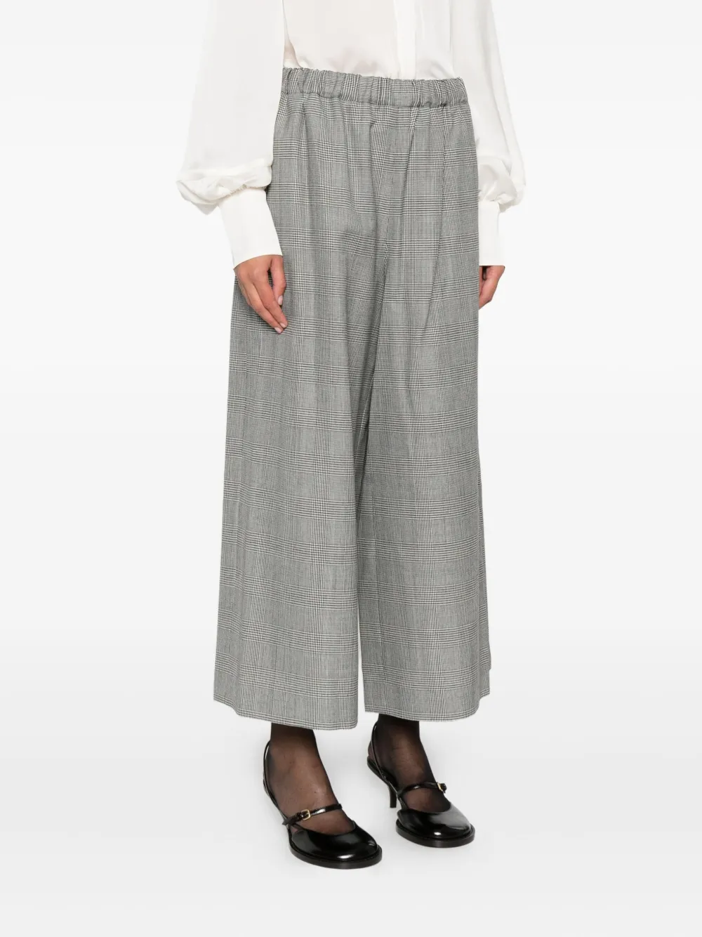 Comme Des Garçons Checked Elastic-waist Pants In Gray