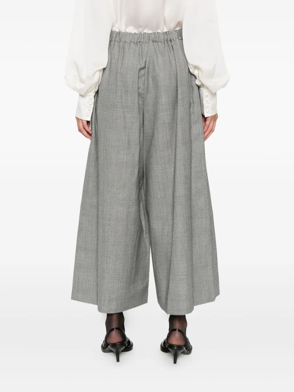 Comme Des Garçons Checked Elastic-waist Pants In Gray