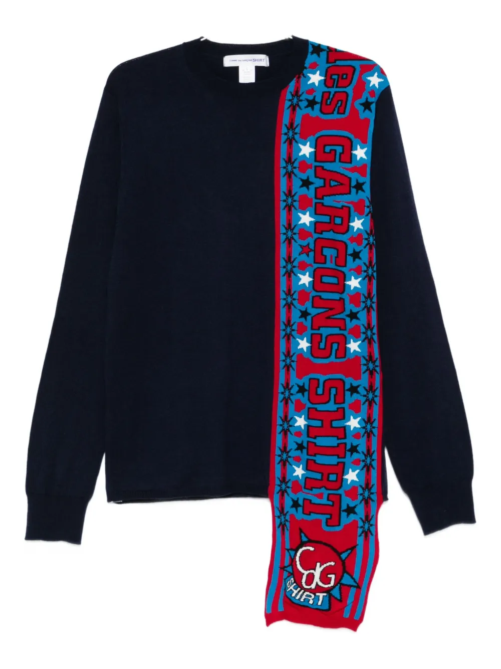 Comme Des Garçons Shirt Attached-scarf Sweater In Blue