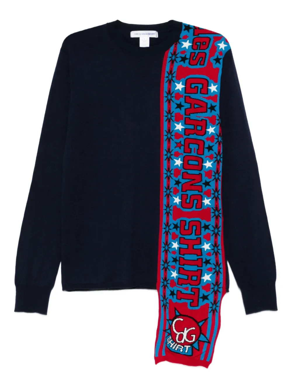 Comme Des Garçons Shirt attached-scarf sweater | Blue | Image 1