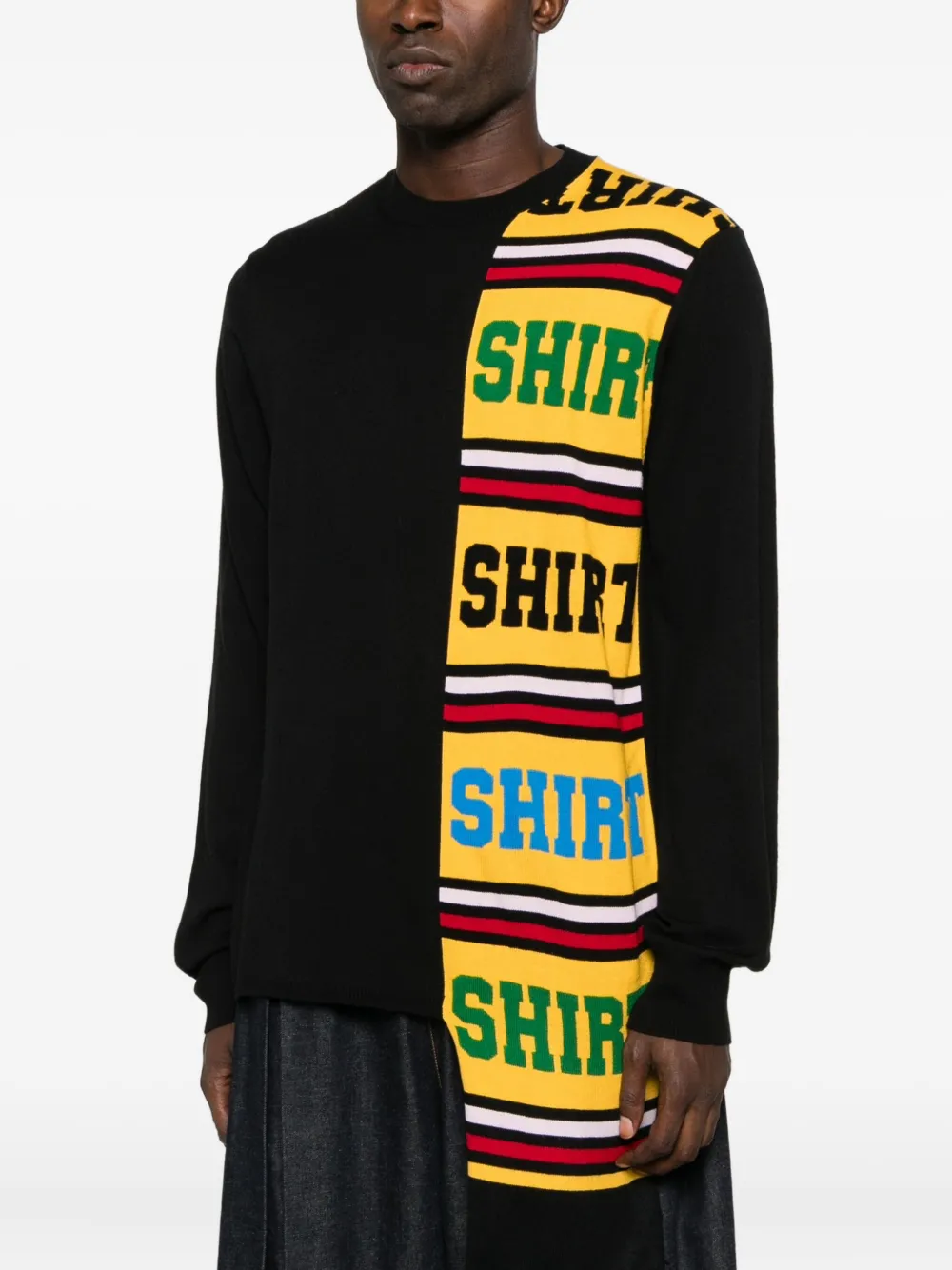 Comme Des Garçons Shirt Intarsia Sweater Sweaters And Cardigans Black In Black