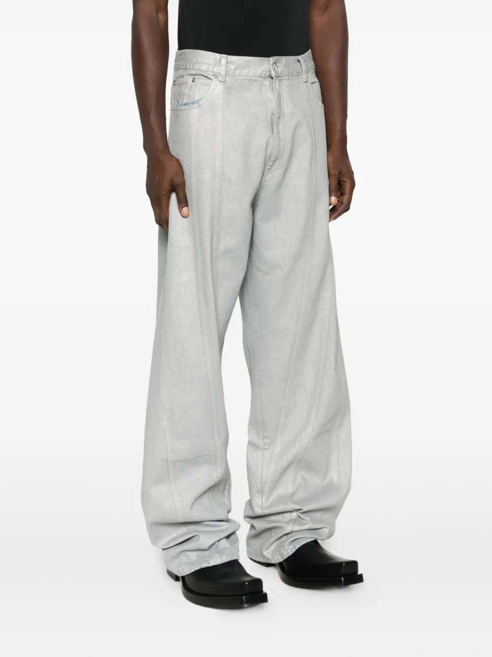 Mugler Panelled Jeans In White