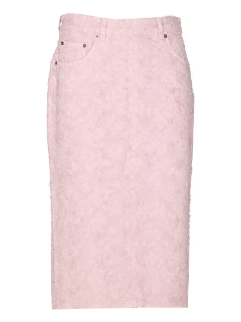 Haikure lace denim midi skirt