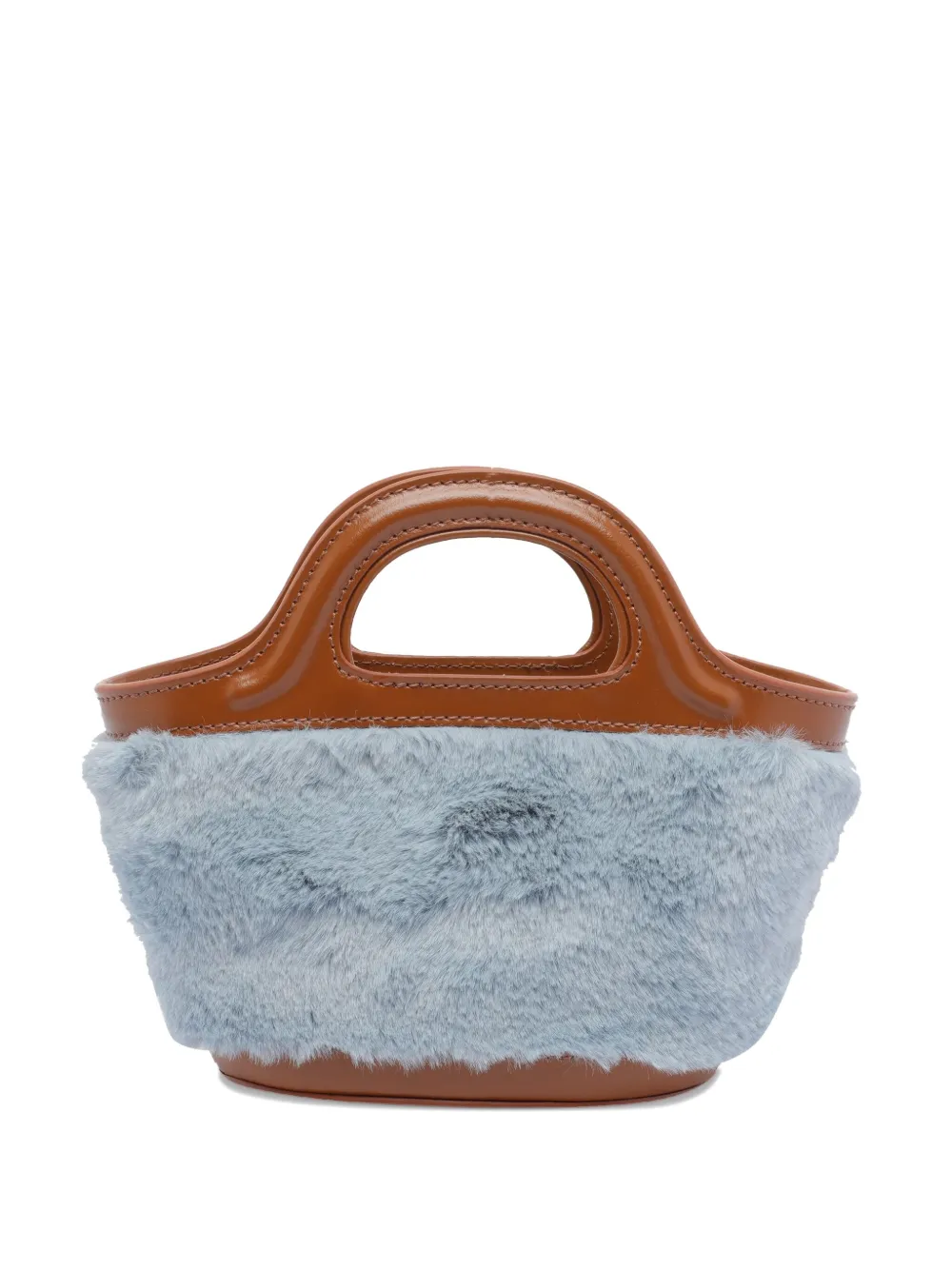 Marni Tropicalia Leather-trimmed Fur Clutch Bag In Blue