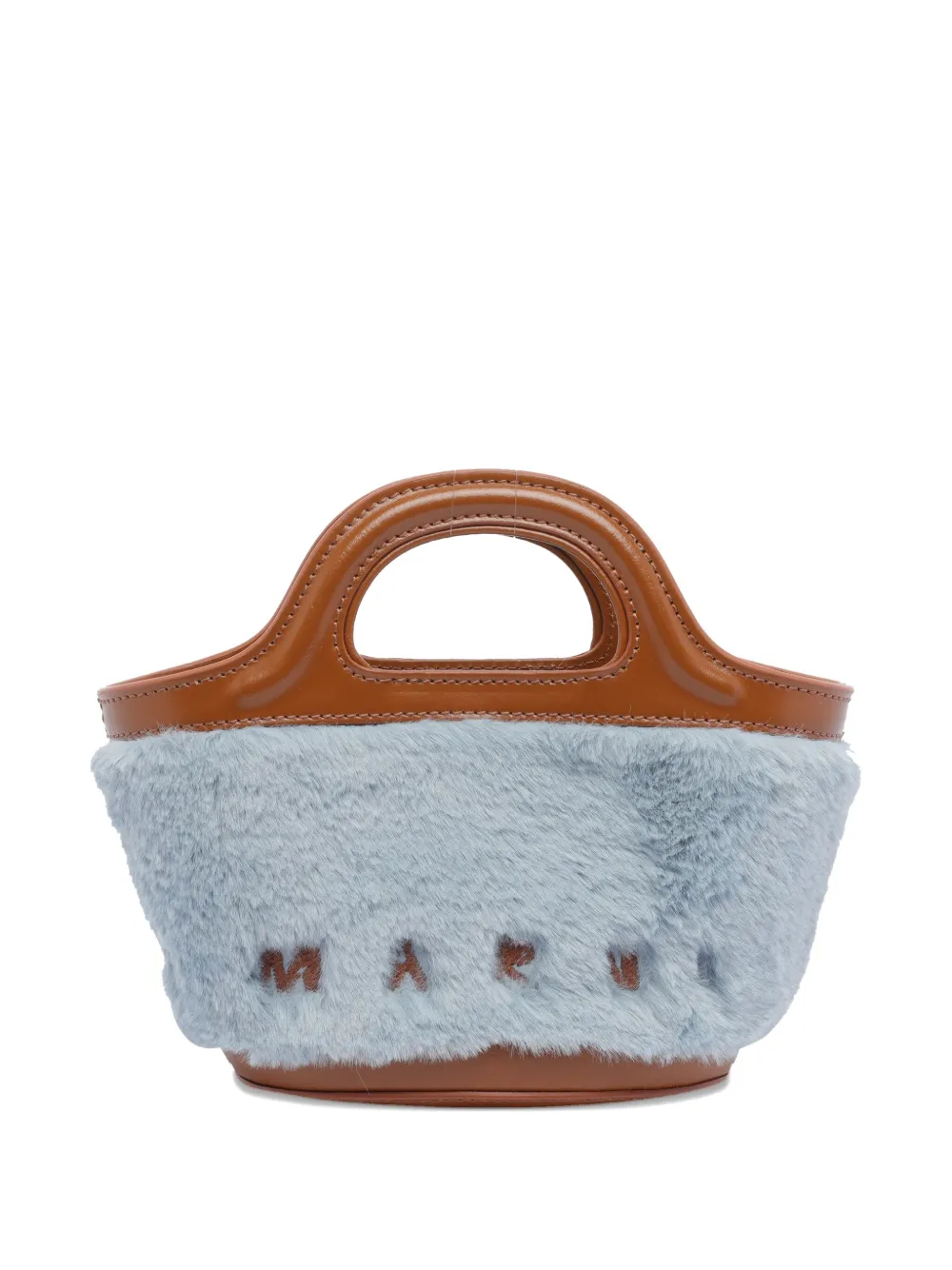 Marni Tropicalia leather-trimmed fur clutch bag - Blauw