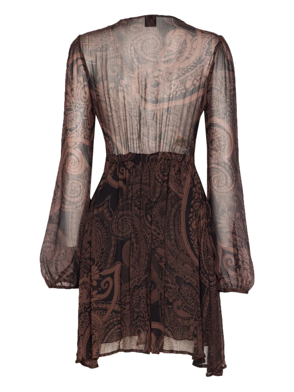 PINKO Mini-jurk met paisley-print en gestrikte hals - Bruin