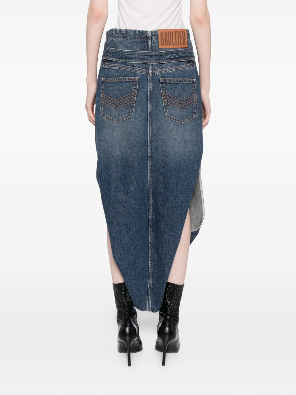 Jean Paul Gaultier Zipped Denim Skirt In Blue