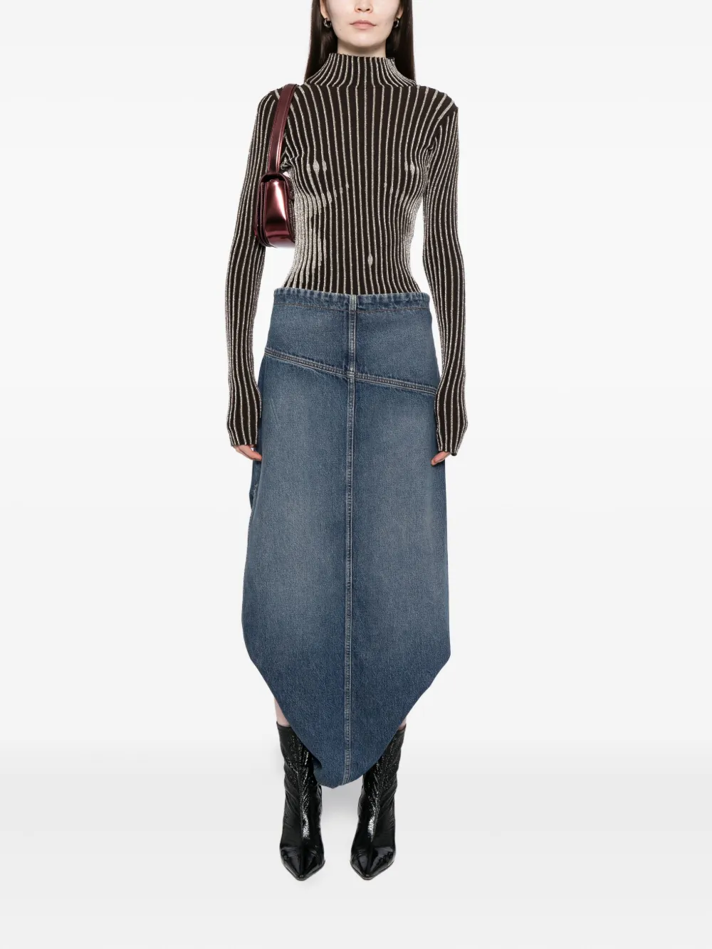 Jean Paul Gaultier Denim rok met rits - Blauw