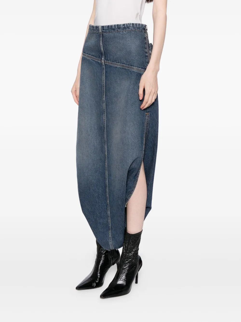 Jean Paul Gaultier Zipped Denim Skirt In Blue