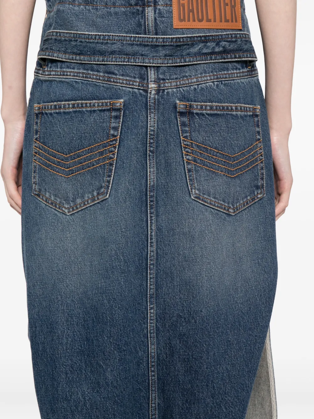 Jean Paul Gaultier Zipped Denim Skirt In Blue