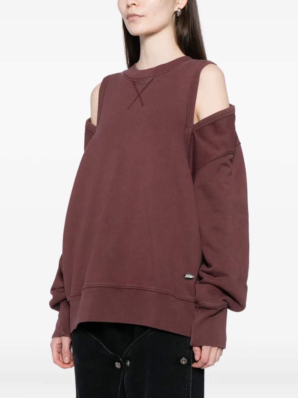 Jean Paul Gaultier Cut-out Sweatshirt In Brown