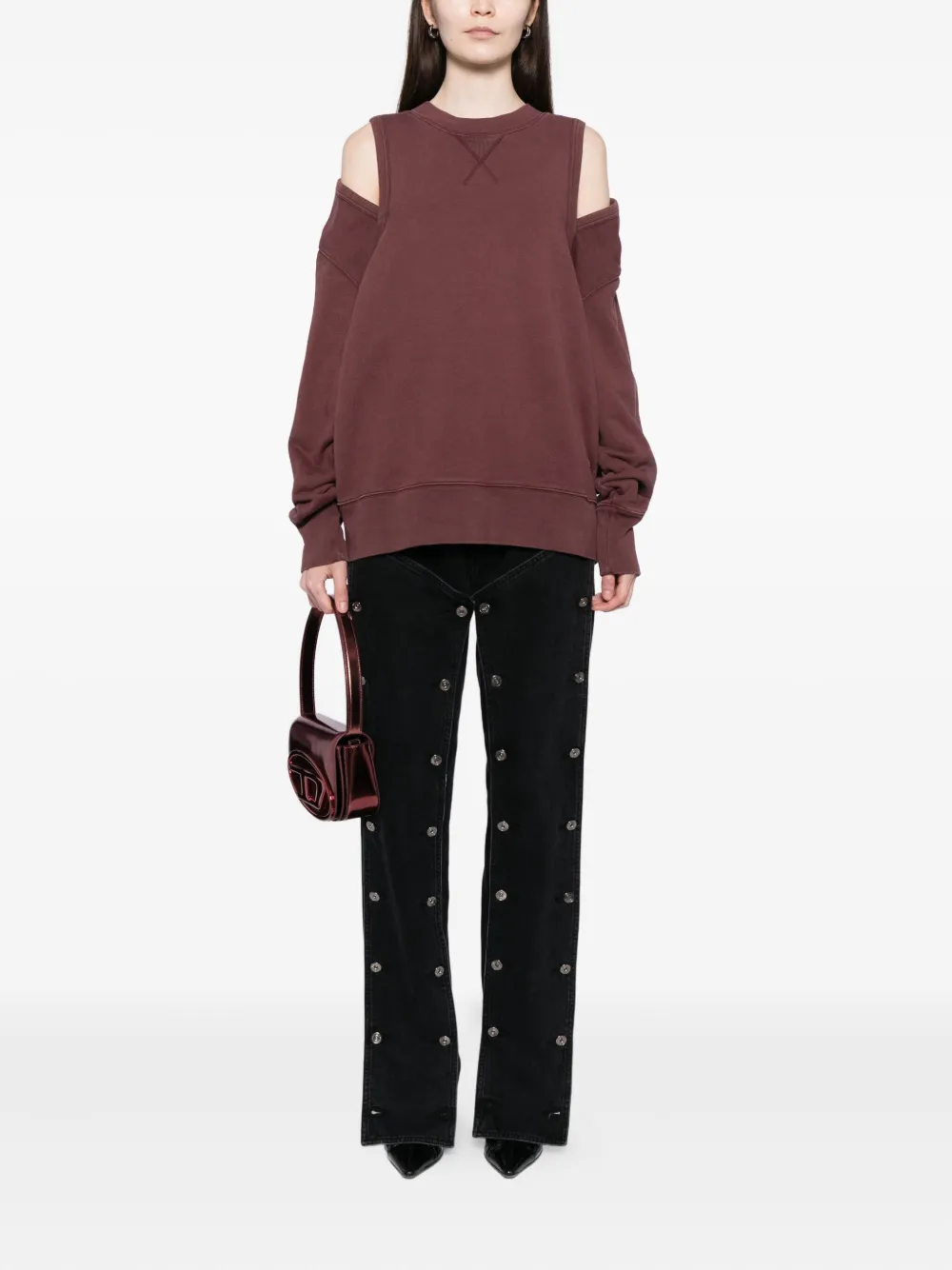 Jean Paul Gaultier Cut-out Sweatshirt In Brown